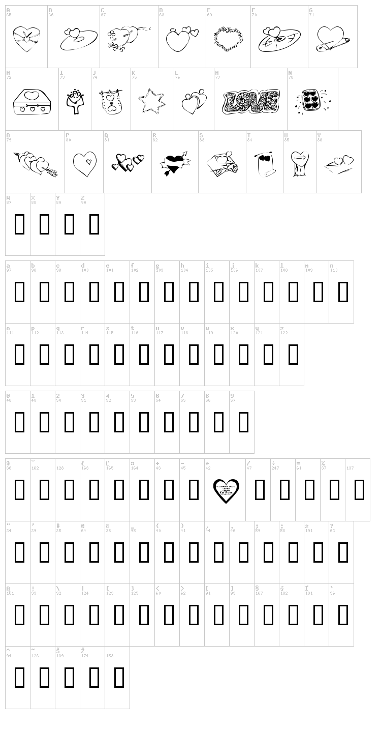 KR Valentines 2006 Seven font map